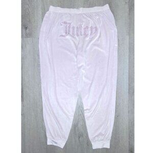 Juicy Couture Rhinestone Bling Pink Velvet Velour Sweatpants Joggers Size XL